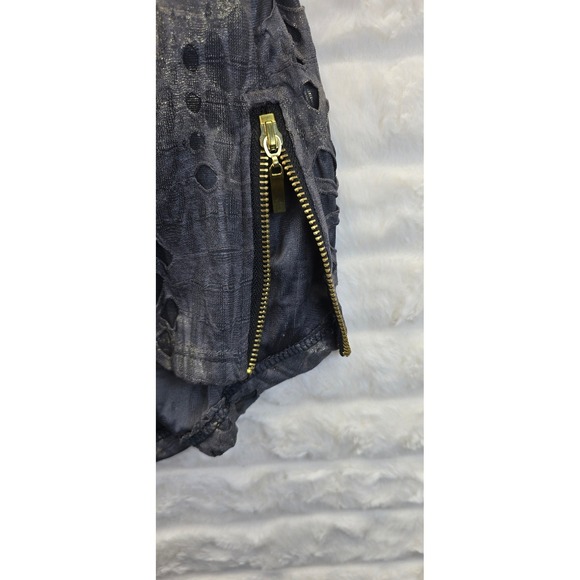 7even Souls Distressed Burnout T-Shirt Mens Small Gray Gold New Side Zip - Picture 5 of 8